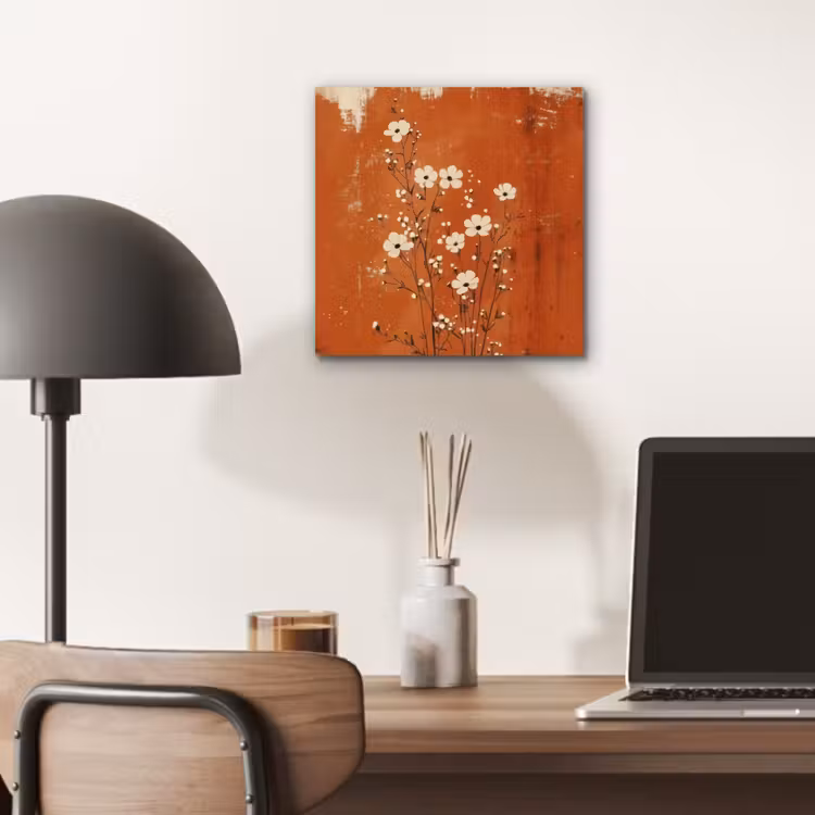 Aluminium schilderij - Bloemen - Wit - Subtiel - Roestkleur — 6