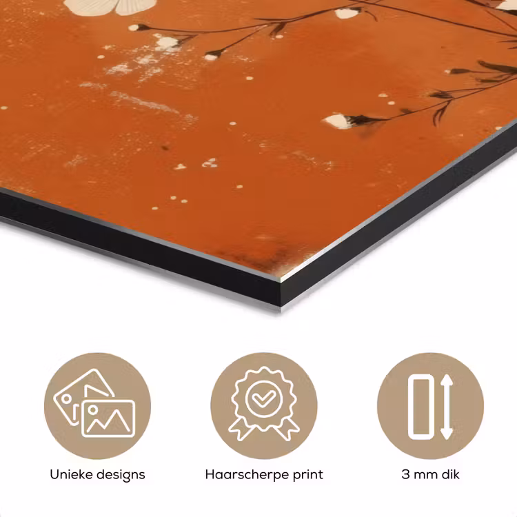 Aluminium schilderij - Bloemen - Wit - Subtiel - Roestkleur — 7