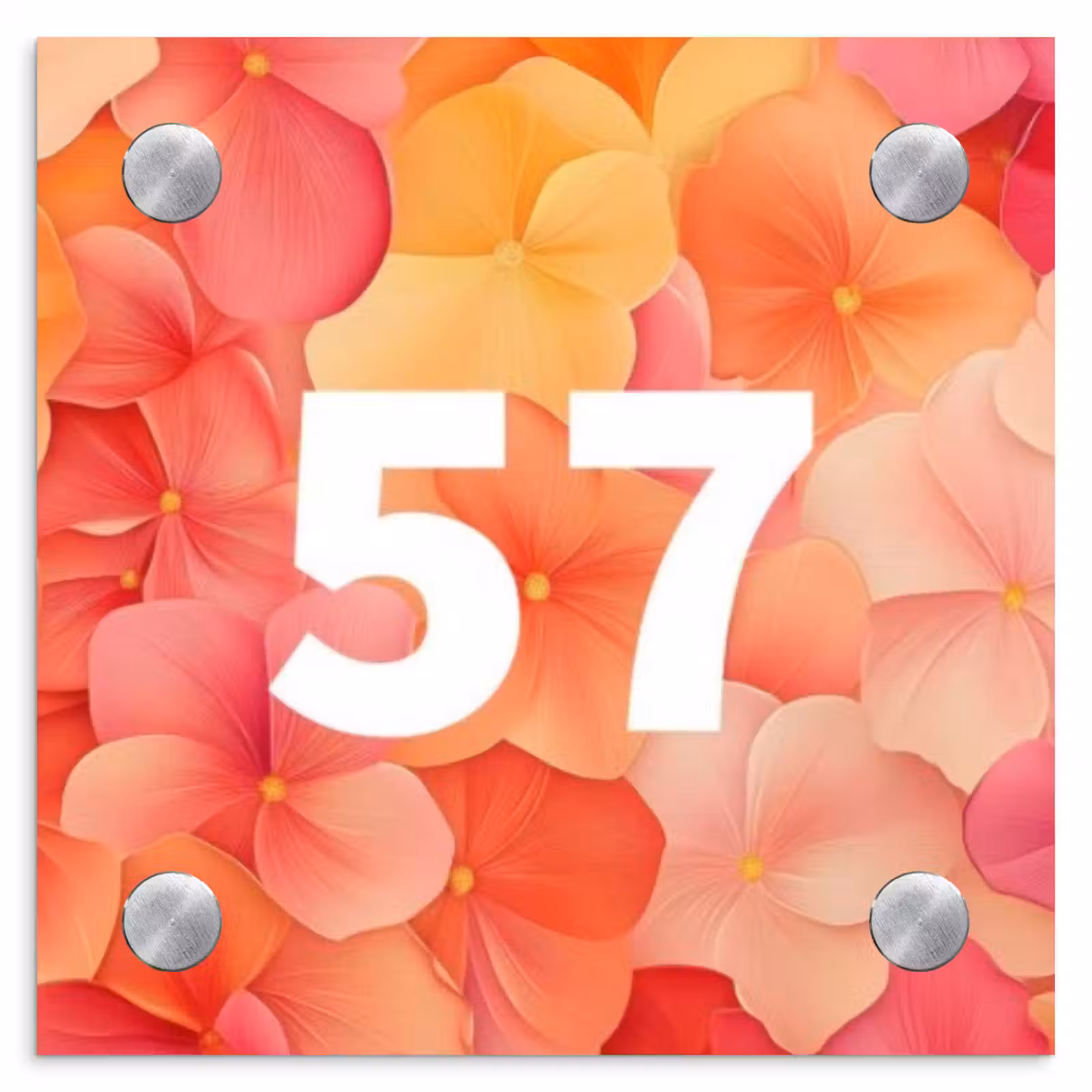Naambordje voordeur - Vierkant - Oranje bloemenmix - Traditioneel — 1