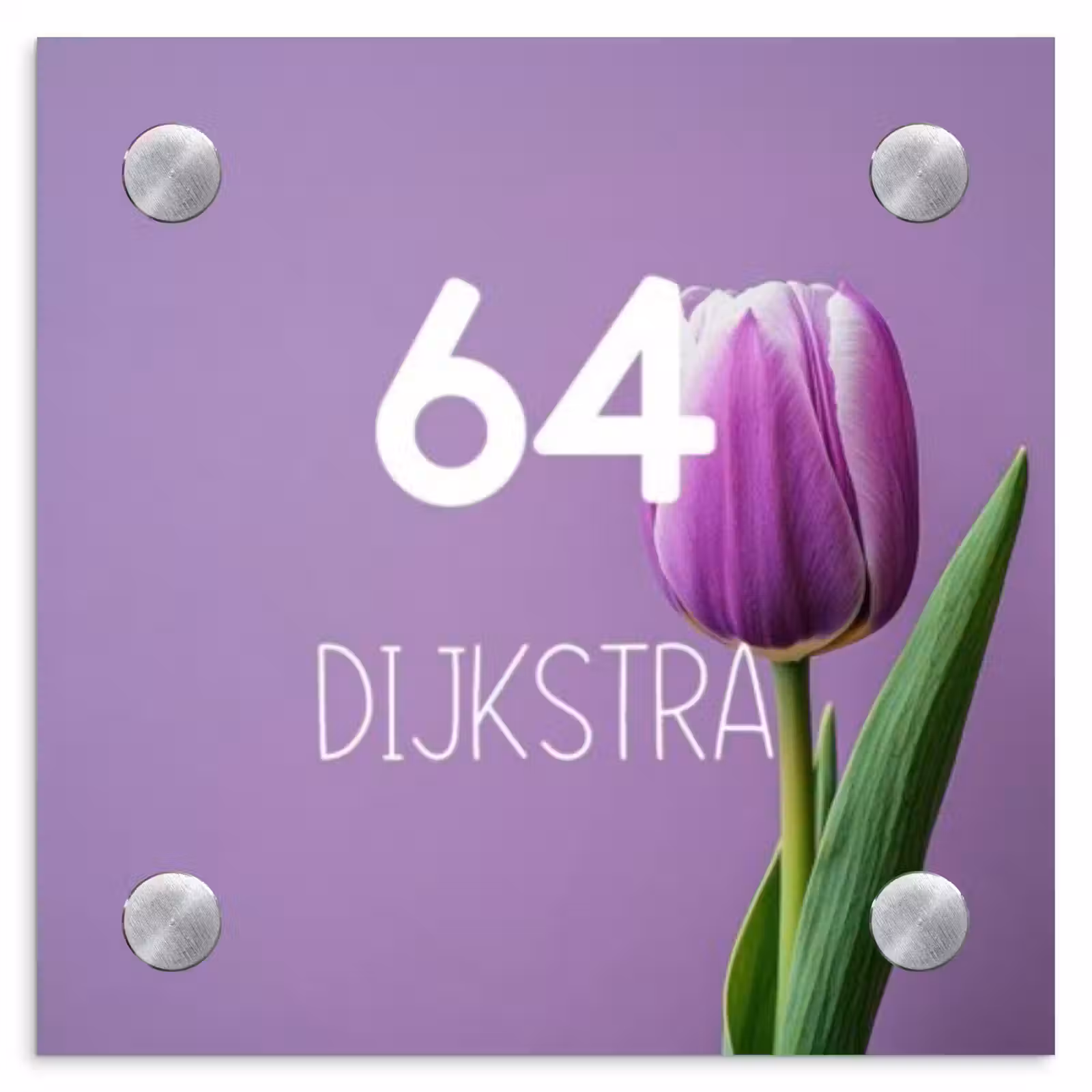 Naambordje voordeur - Vierkant - Paarse tulp - Modern — 1