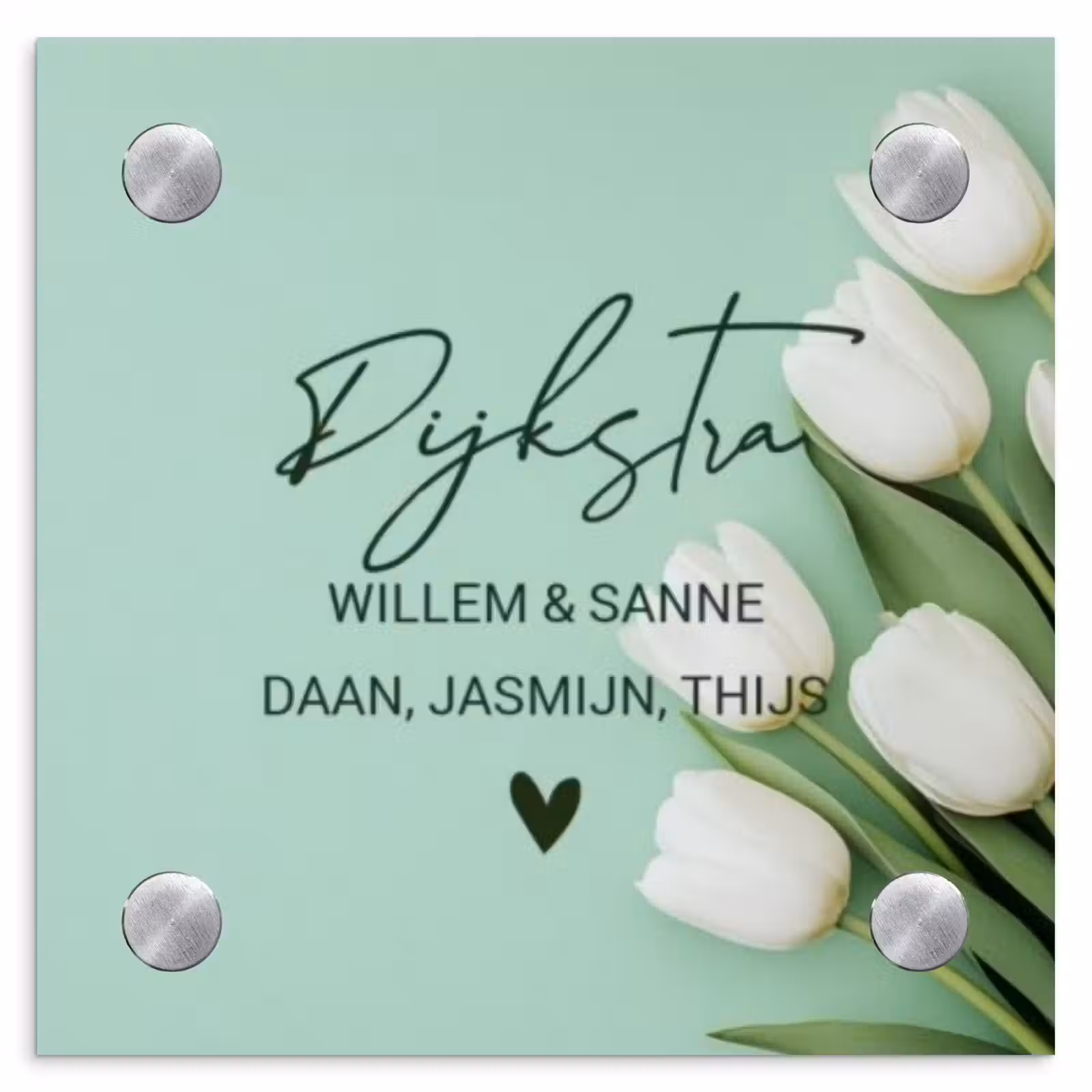Naambordje voordeur - Vierkant - Witte tulpen - Sierlijk — 1