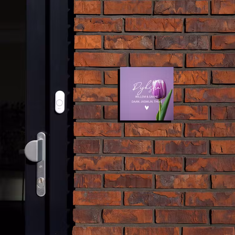 Naambordje voordeur - Vierkant - Paarse tulp - Sierlijk — 2