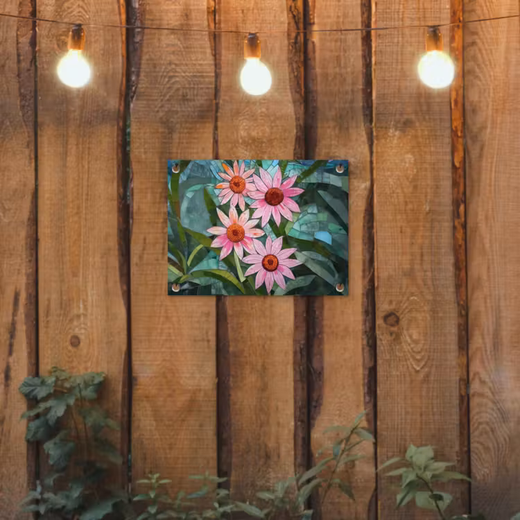 Tuinposter - Bloemen - Roze - Glasmozaïek — 2