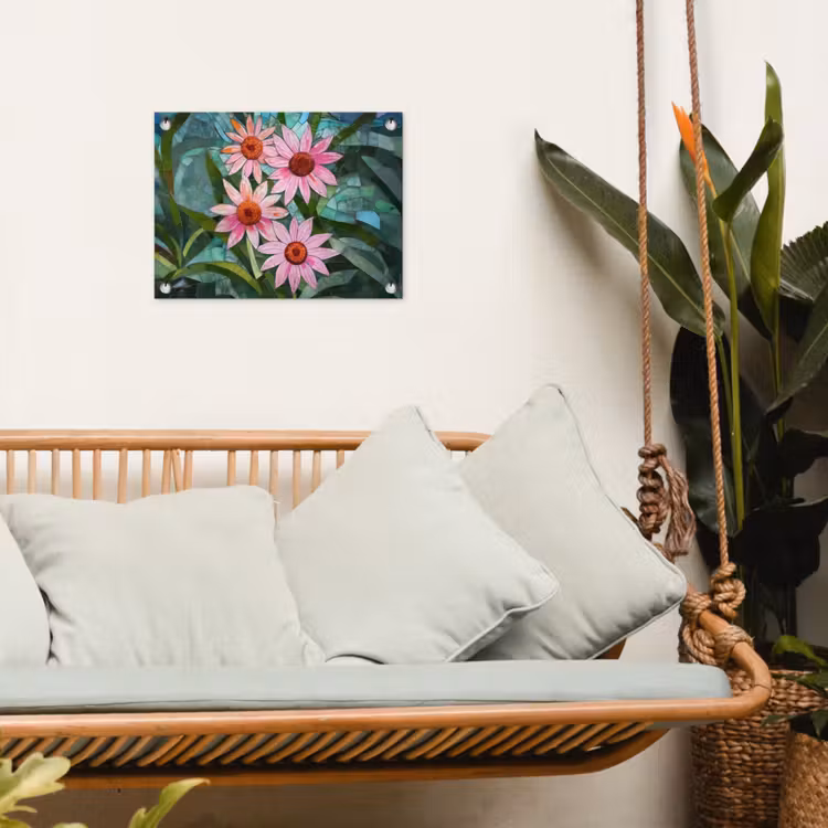 Tuinposter - Bloemen - Roze - Glasmozaïek — 5