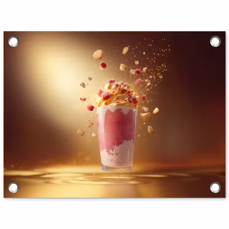 Tuinposter - Framboos - Smoothie - Drinken - Roze — 1