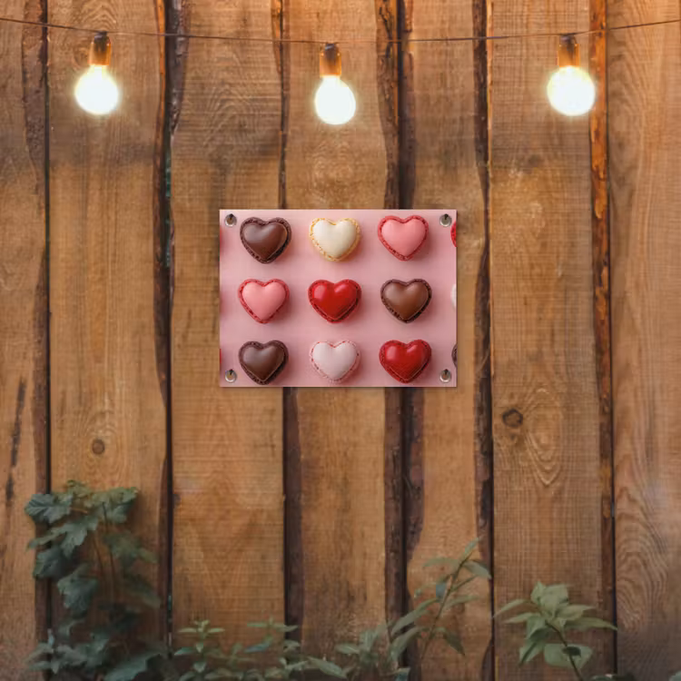 Tuinposter - Macarons - Hartjes - Kleurrijk - Roze — 2