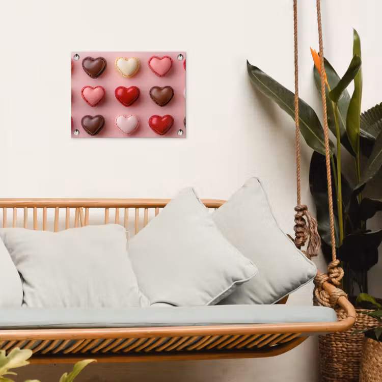 Tuinposter - Macarons - Hartjes - Kleurrijk - Roze — 5