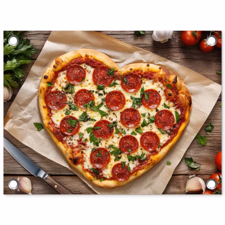 Tuinposter - Pizza - Hart - Pepperoni - Tomaat — 1