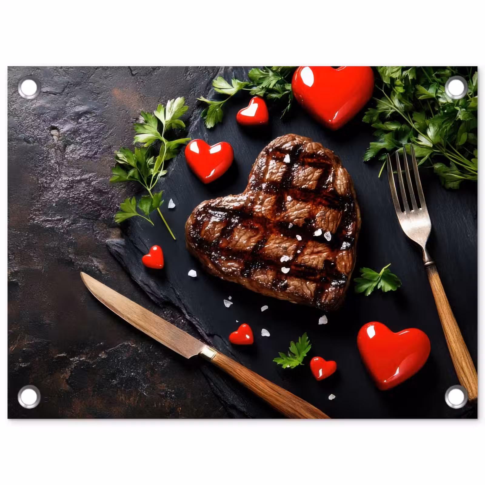 Tuinposter - Steak - Hart - Bestek — 1