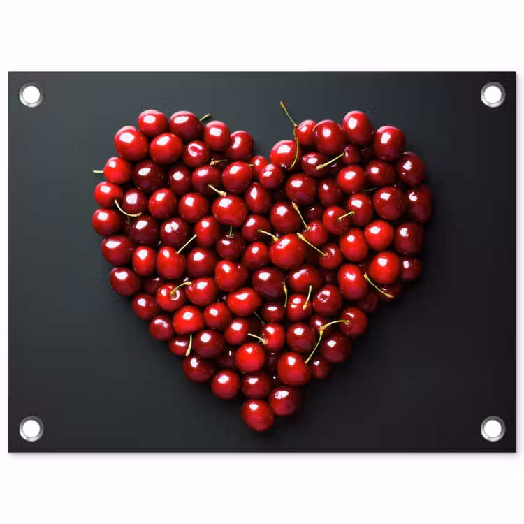 Tuinposter - Kersen - Hart - Rood - Zwart — 1