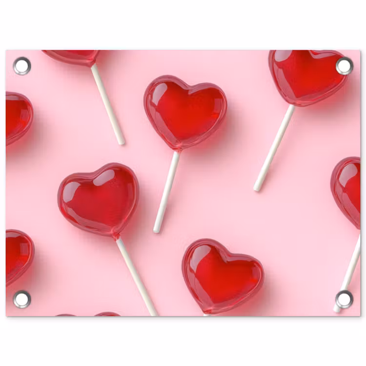 Tuinposter - Lollies - Hartjes - Roze — 1
