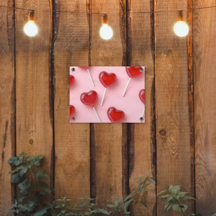 Tuinposter - Lollies - Hartjes - Roze — 2
