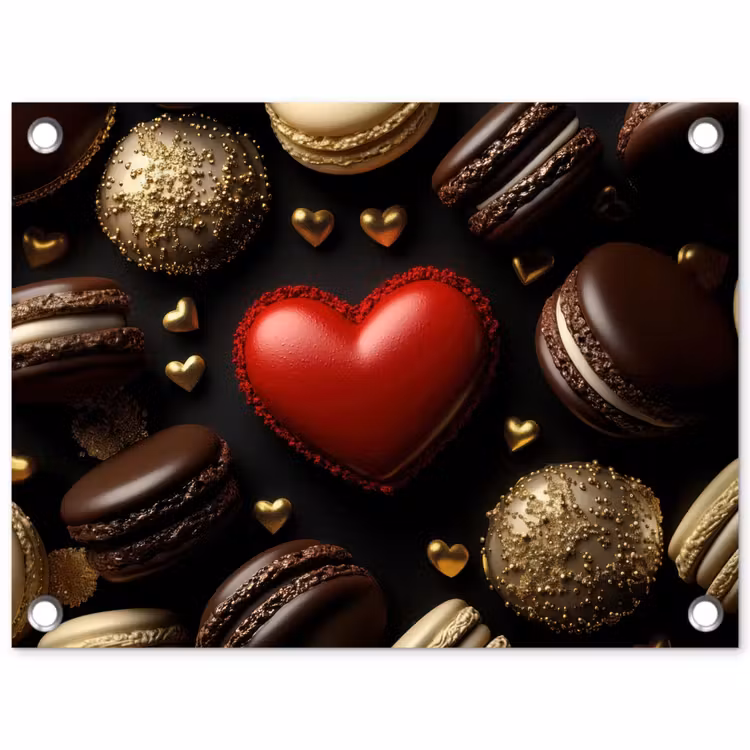 Tuinposter - Macarons - Rood - Hart — 1
