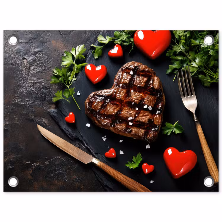 Tuinposter - Steak - Hart - Bestek — 1