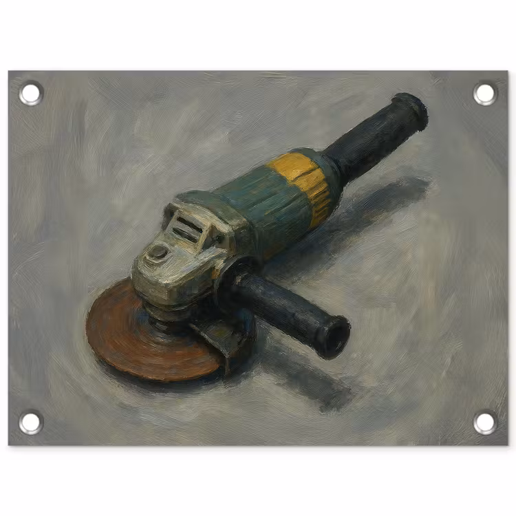 Tuinposter - Haakse slijper - Schilderij - Gereedschap — 1