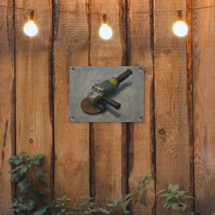 Tuinposter - Haakse slijper - Schilderij - Gereedschap — 2