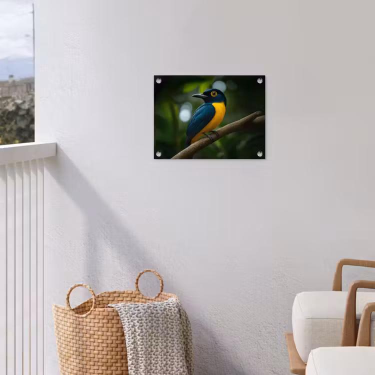 Tuinposter - Vogel - Tak - Geel - Bladeren — 3