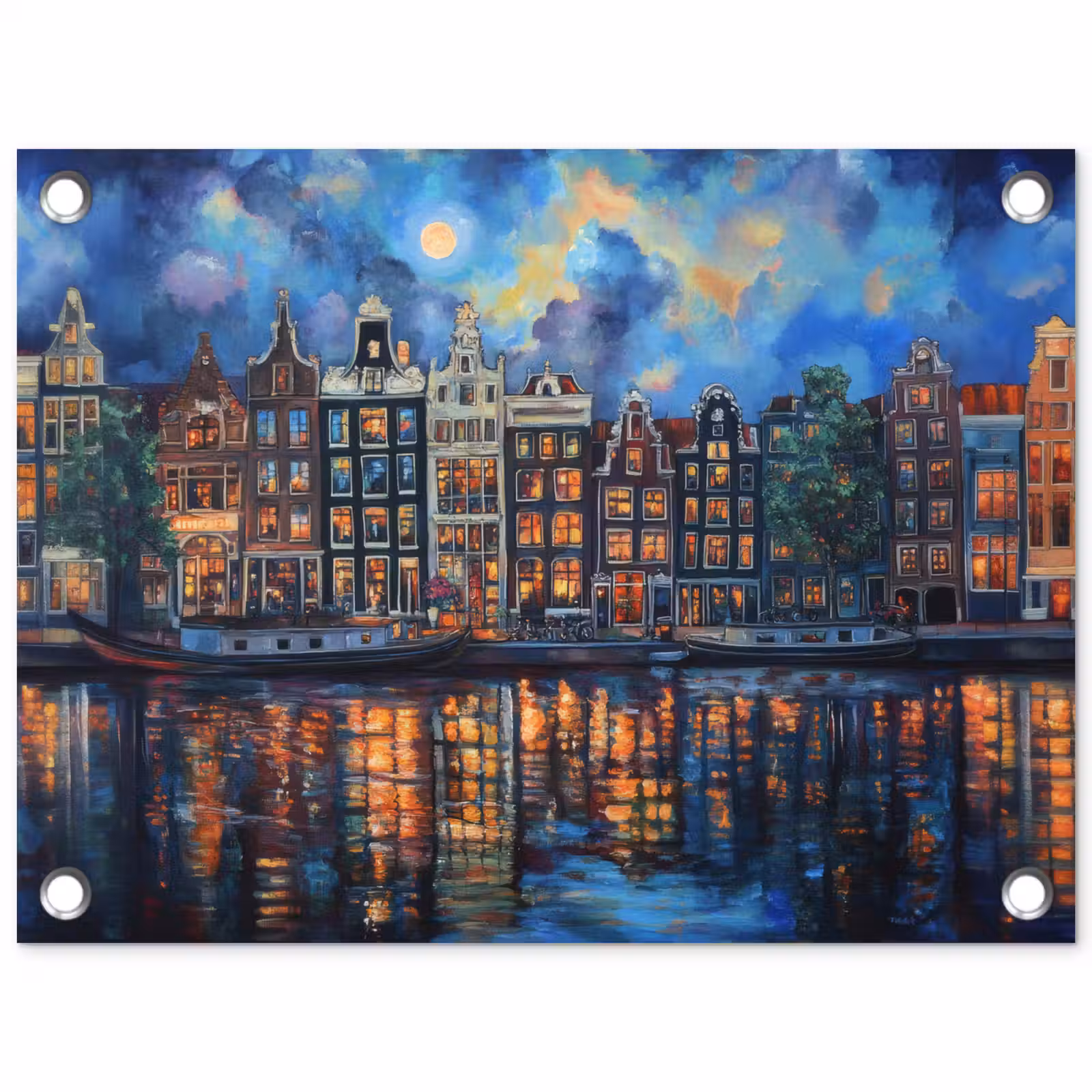 Tuinposter - Grachten Amsterdam - Huizen - Stad - Kleurrijk — 1