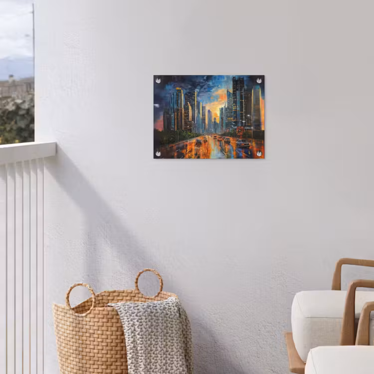 Tuinposter - Auto - Skyline - Zon - Blauw — 3