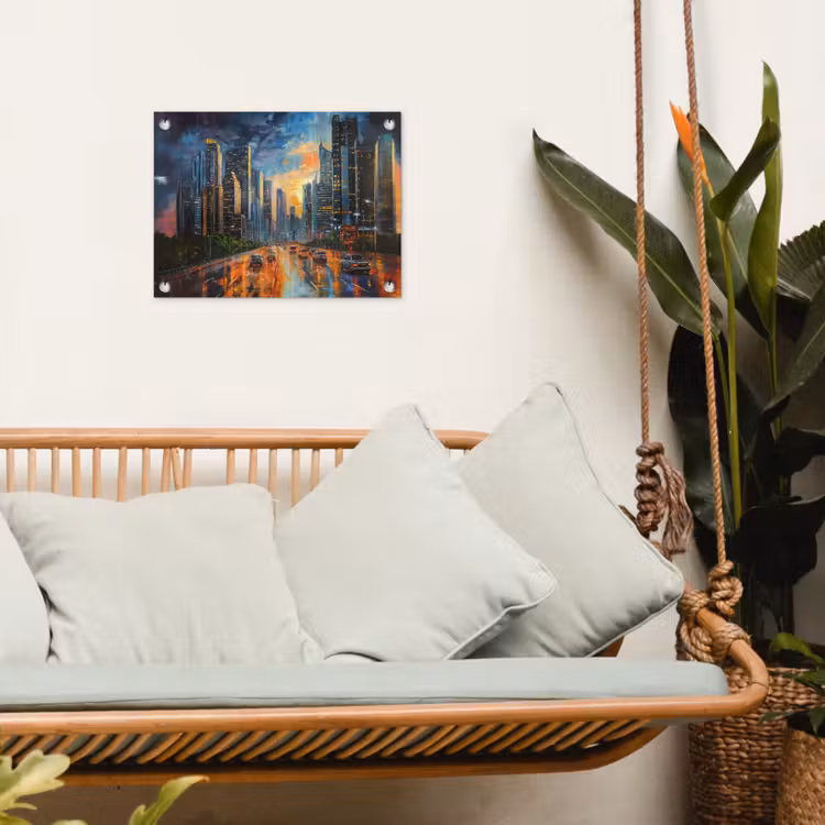 Tuinposter - Auto - Skyline - Zon - Blauw — 5