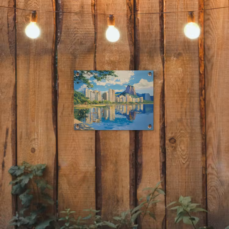 Tuinposter - Berg - Skyline - Strand - Water — 2