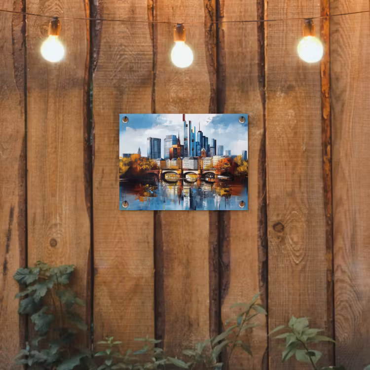 Tuinposter - Bomen Frankfurt- Stad - Skyline - Brug — 2