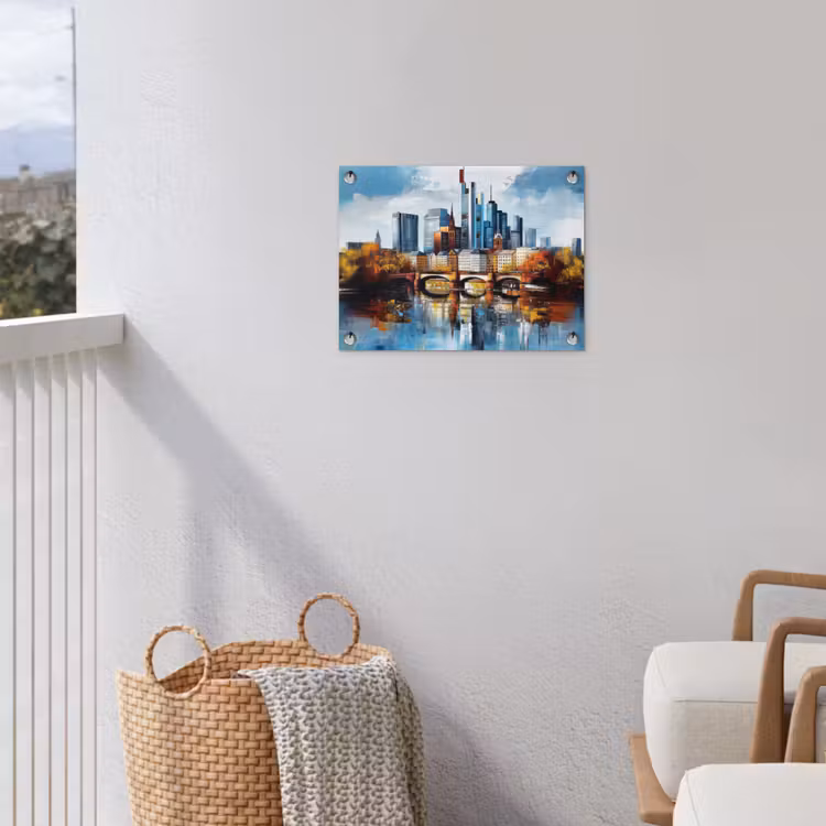 Tuinposter - Bomen Frankfurt- Stad - Skyline - Brug — 3