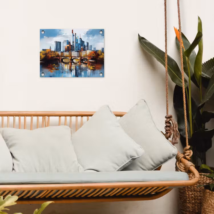 Tuinposter - Bomen Frankfurt- Stad - Skyline - Brug — 5