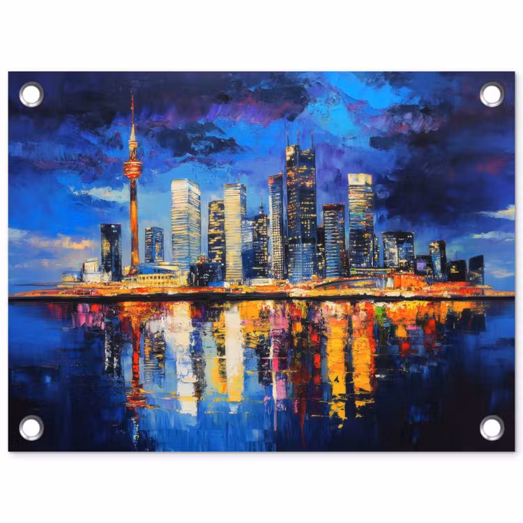 Tuinposter - Skyline Toronto - Modern - Stadslicht - Blauw — 1