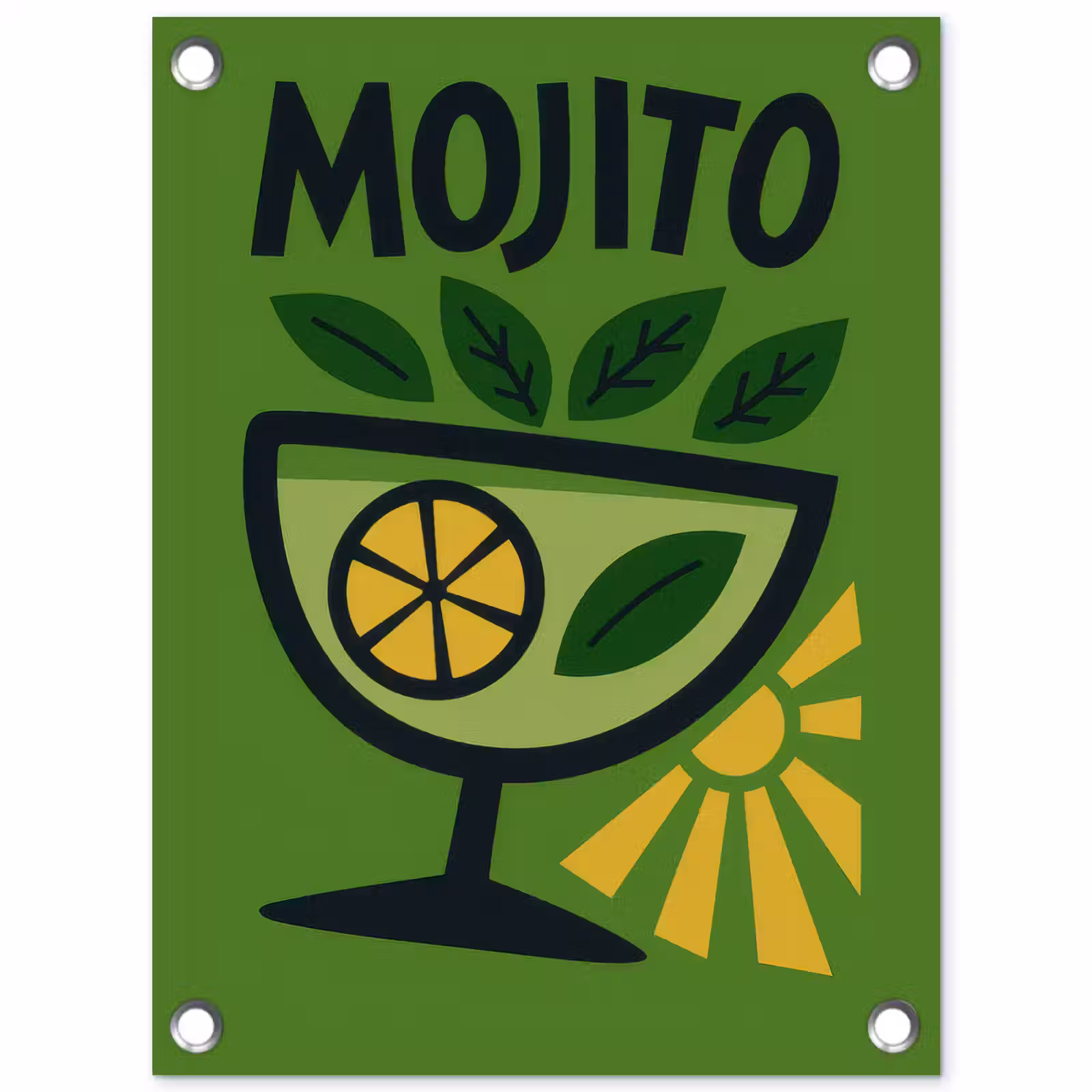Tuinposter - Mojito - Cocktail - Citroen - Groen — 1