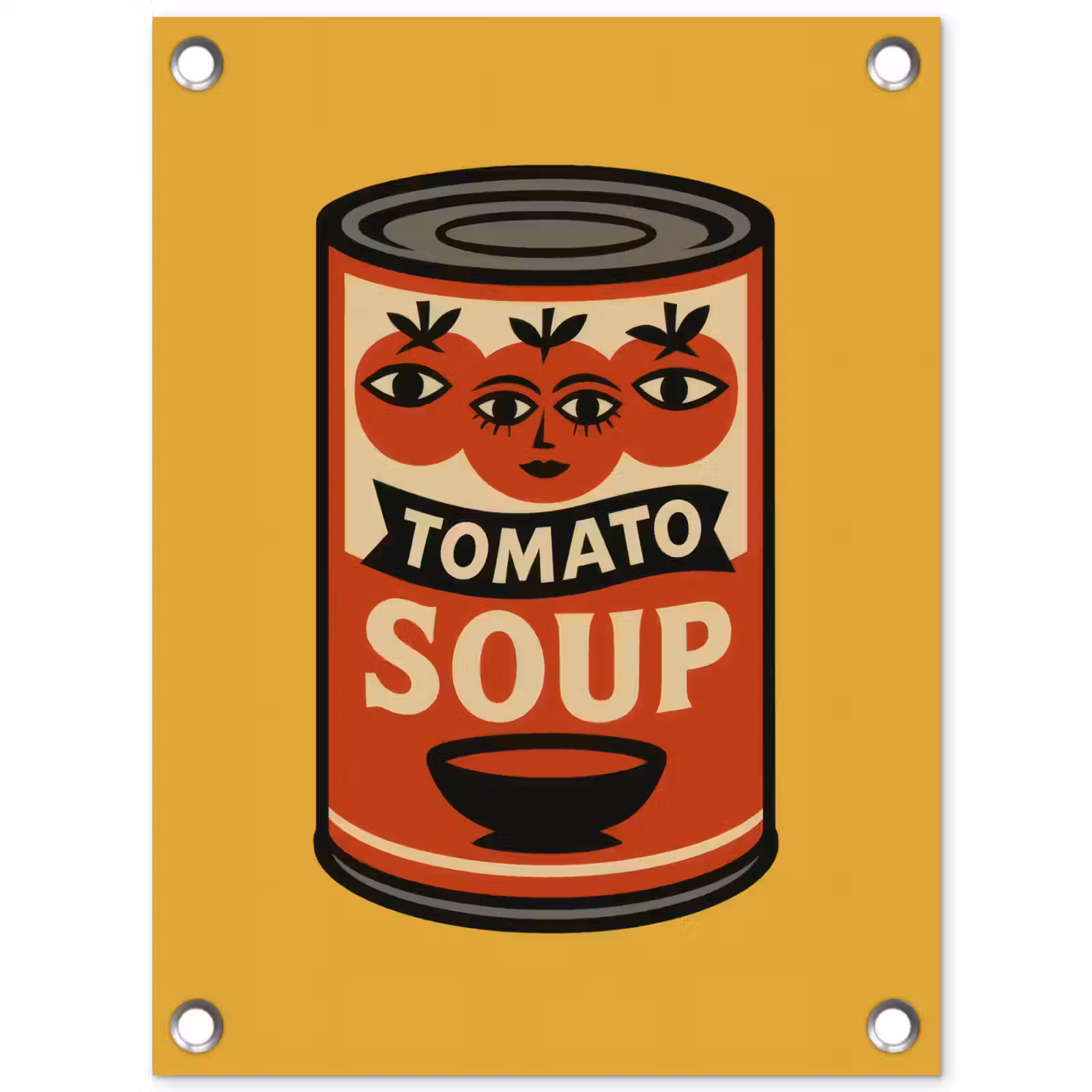 Tuinposter - Tomatensoep - Gezichtje - Illustratie - Rood — 1