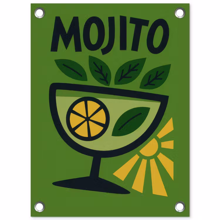 Tuinposter - Mojito - Cocktail - Citroen - Groen — 1