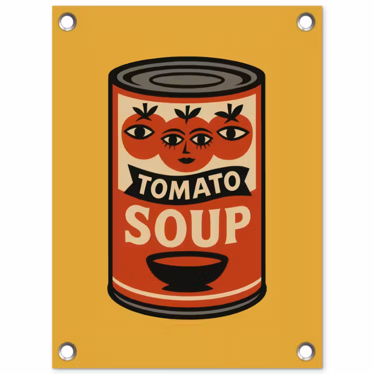 Tuinposter - Tomatensoep - Gezichtje - Illustratie - Rood — 1