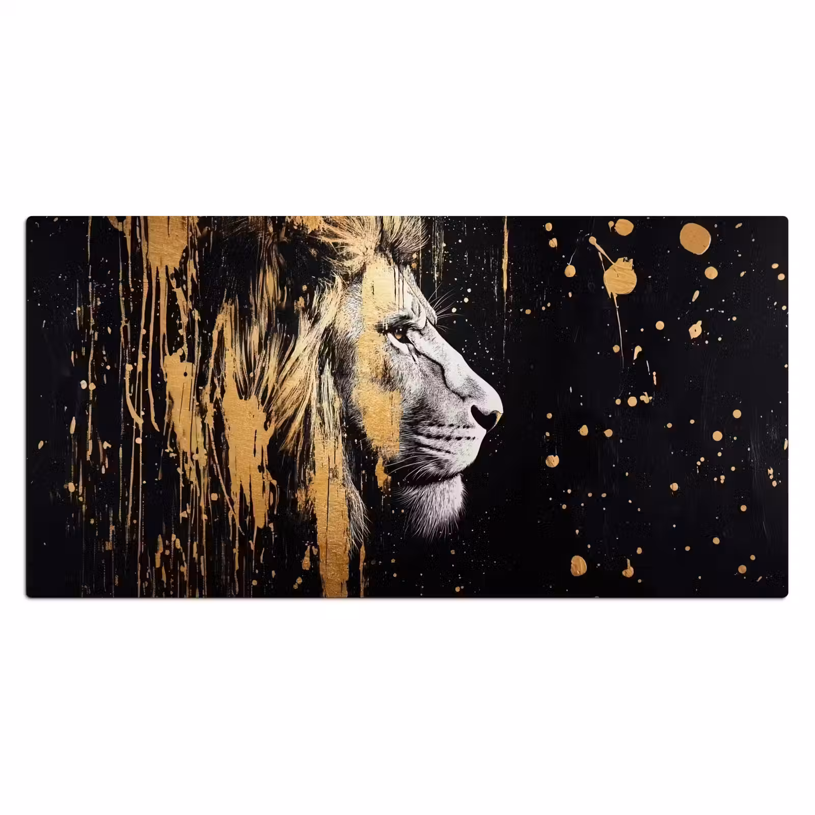 Bureau onderlegger - Portret - Leeuw - Abstract - Goud — 1