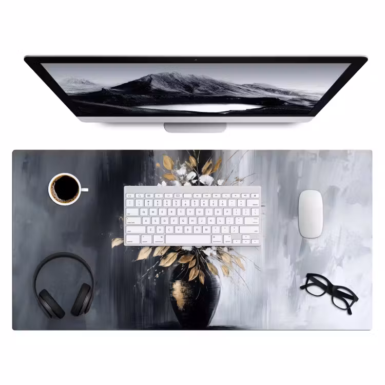 Bureau onderlegger - Bloemen - Wit - Vaas - Abstract — 3