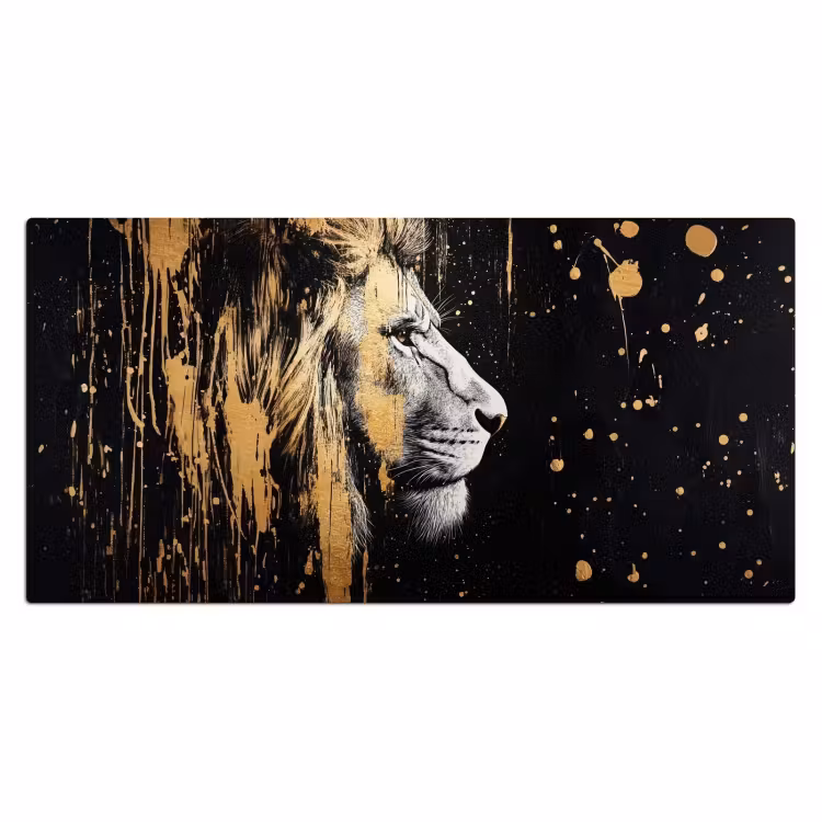 Bureau onderlegger - Portret - Leeuw - Abstract - Goud — 1