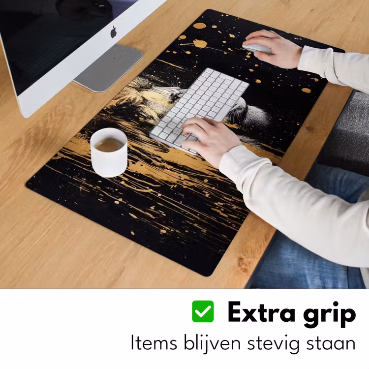 Bureau onderlegger - Portret - Leeuw - Abstract - Goud — 5
