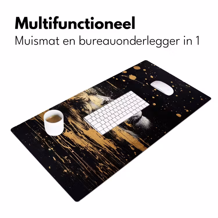 Bureau onderlegger - Portret - Leeuw - Abstract - Goud — 6