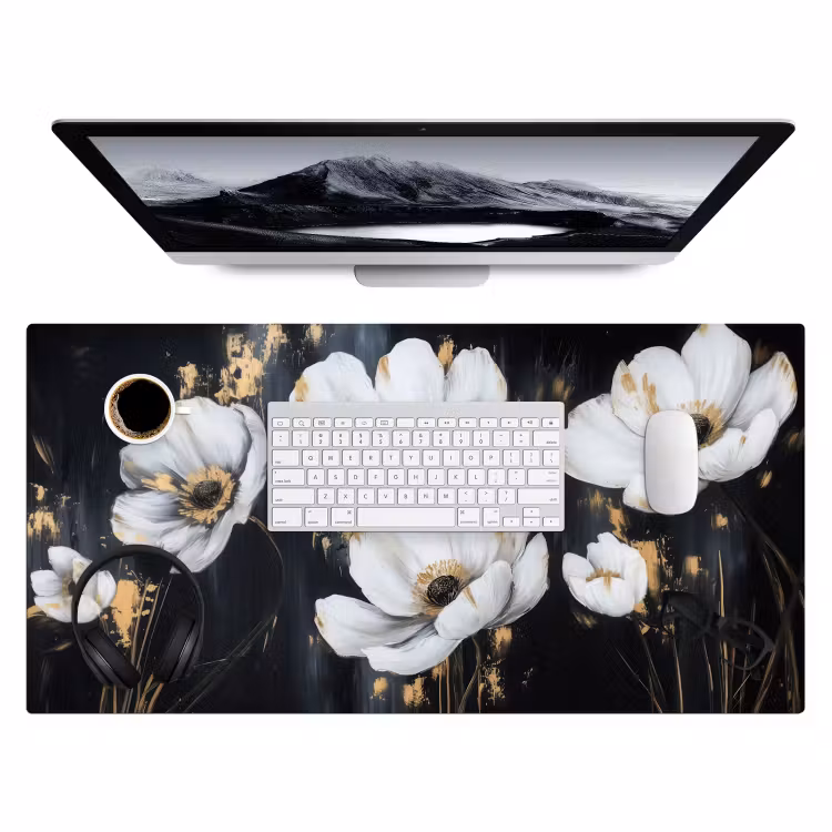 Bureau onderlegger - Bloemen - Wit - Abstract — 3