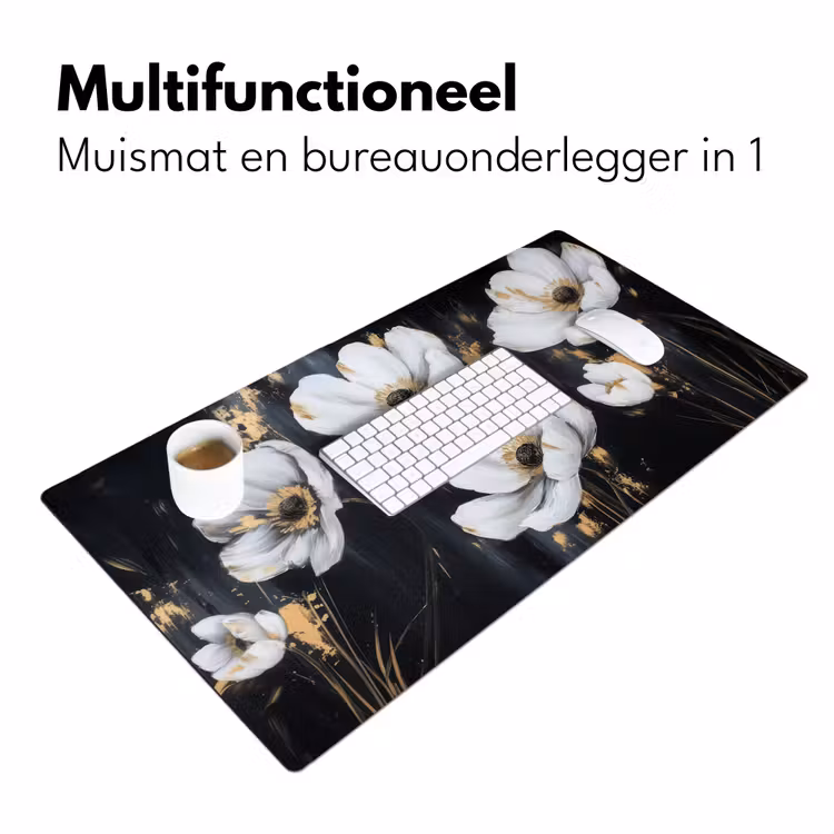 Bureau onderlegger - Bloemen - Wit - Abstract — 6