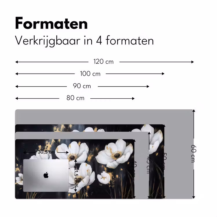 Bureau onderlegger - Bloemen - Wit - Abstract — 7