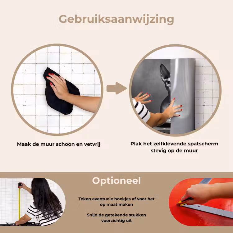 Spatscherm keuken - Sphynx - Kat - Dieren - Humor - Spaghetti - Zwart Wit — 8