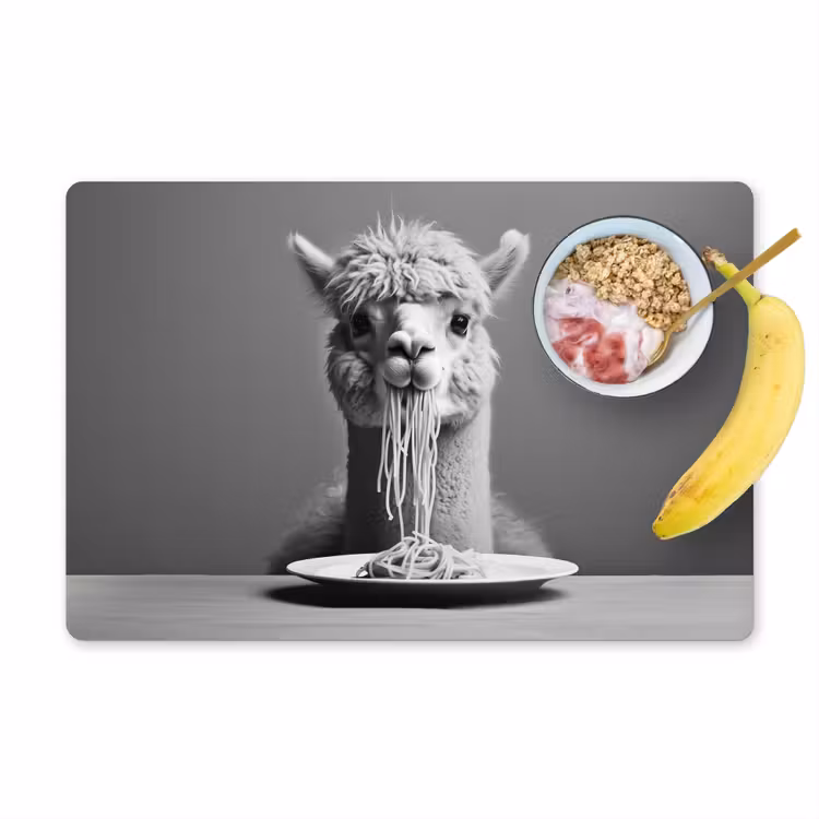 Placemat - 6 stuks - Alpaca - Pasta - Zwart - Wit - Grappig - Dieren — 1