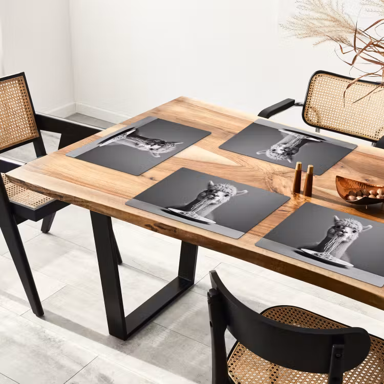 Placemat - 6 stuks - Alpaca - Pasta - Zwart - Wit - Grappig - Dieren — 5