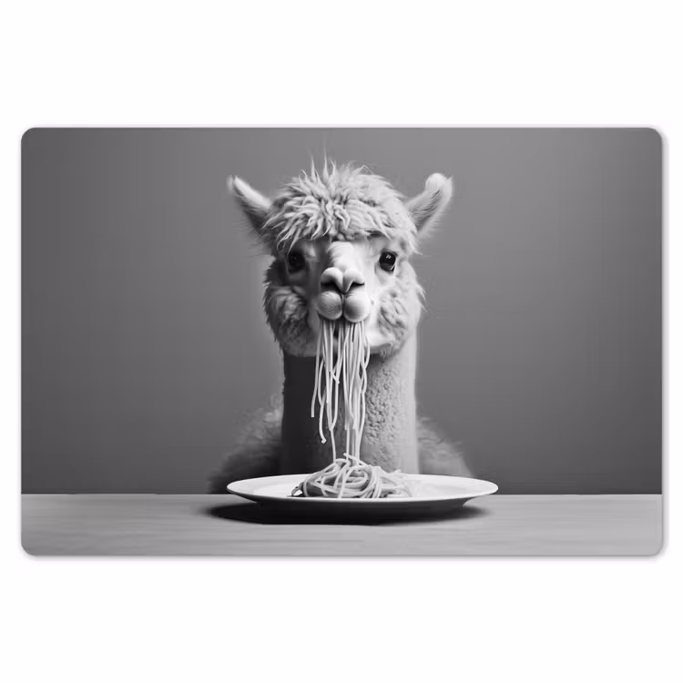 Placemat - 6 stuks - Alpaca - Pasta - Zwart - Wit - Grappig - Dieren — 7