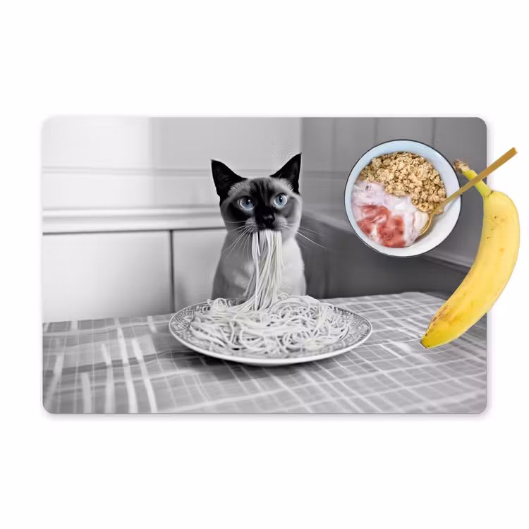 Placemat - 6 stuks - Kat - Siamees - Zwart Wit - Schattig - Dieren — 1