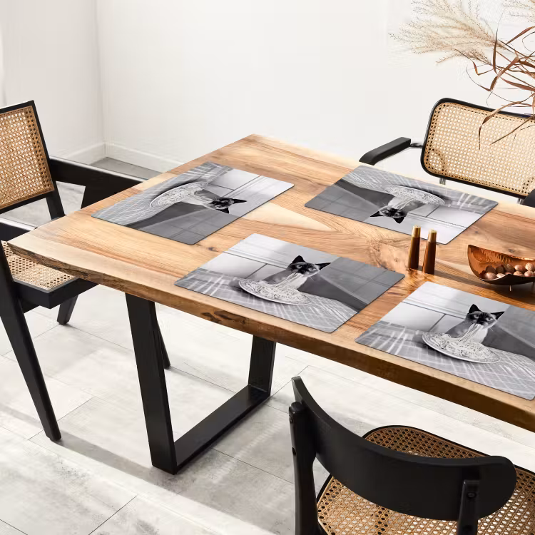 Placemat - 6 stuks - Kat - Siamees - Zwart Wit - Schattig - Dieren — 5