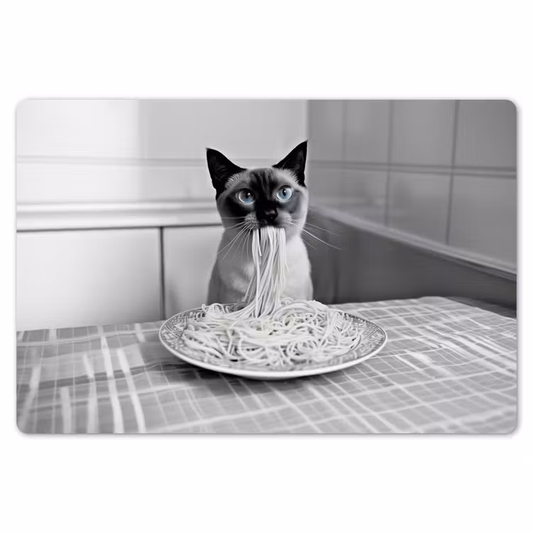 Placemat - 6 stuks - Kat - Siamees - Zwart Wit - Schattig - Dieren — 7