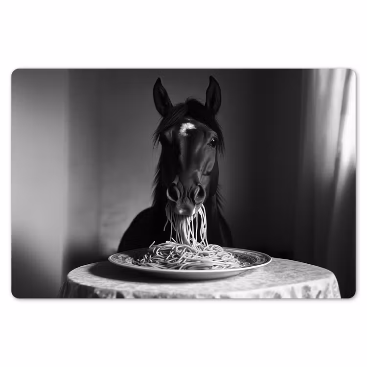 Placemat - 6 stuks - Paard - Bord - Pasta - Tafelkleed - Zwart Wit - Dieren — 7