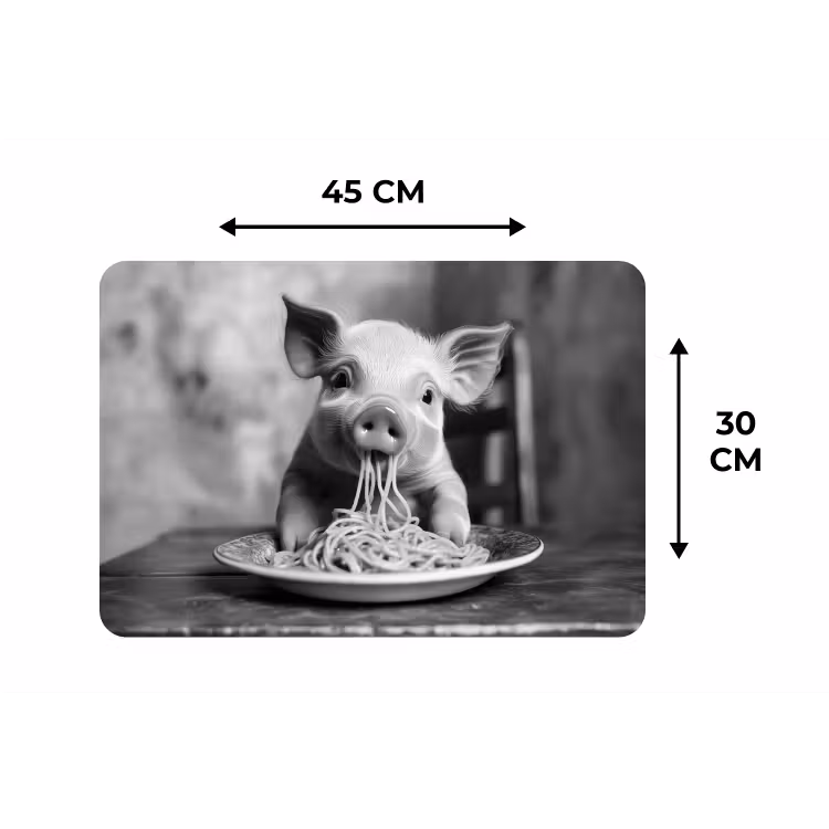 Placemat - 6 stuks - Varken - Schattig - Spaghetti - Zwart wit - Dier — 3